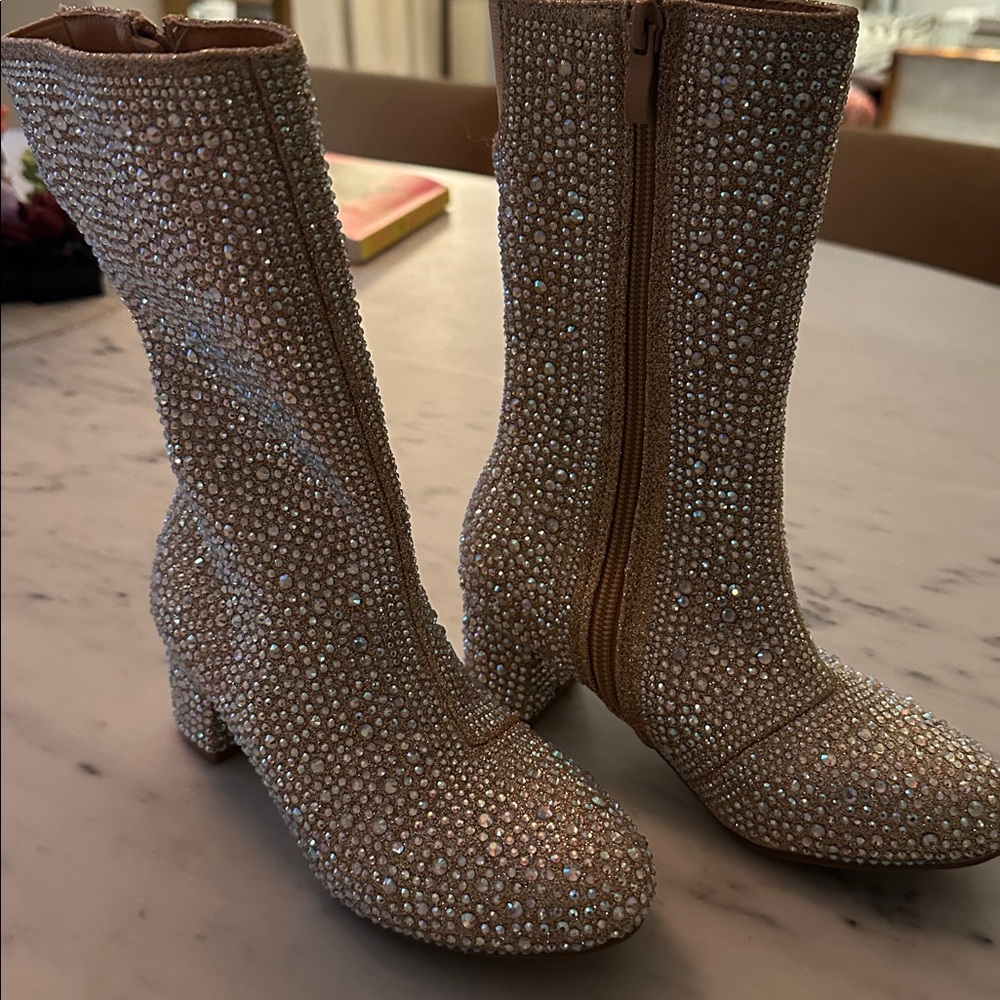 Rhinestone-Embellished Girls Boots - Picture 2 of 3
